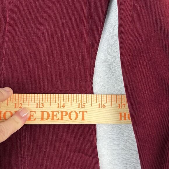 Vtg 90s Corduroy Shirt Dress 2 Petite Burgundy Pockets Modest Maxi Cottage Boho - Picture 13 of 16